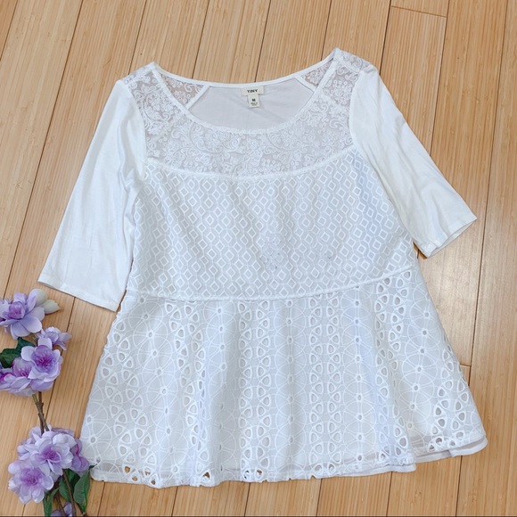 Anthropologie Tops - Anthropologie TINY white eyelet blouse, M.